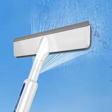2-in-1 Window Cleaner with Built-In Spray Bottle, Dual Front and Rear Scrapers, Extendable Pole for High Windows