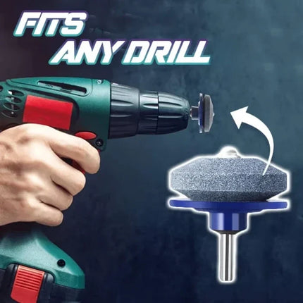 Drill-Powered Blade Sharpening Tool with Adjustable Angle and Non-Slip Grip for Lawnmower Blades and Pruning Shears