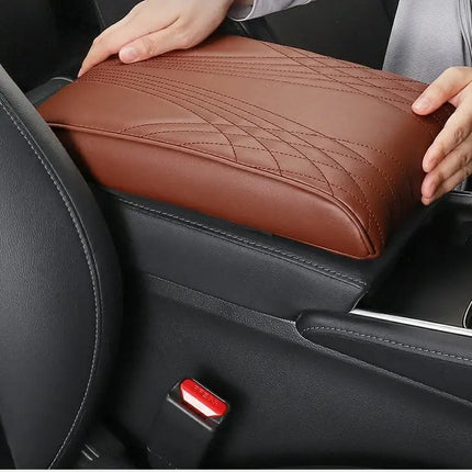 Car Armrest Cushion with Soft Memory Foam and Leather Finish, Center Console Cover Pad, Fits Most Vehicles, 4 Colors