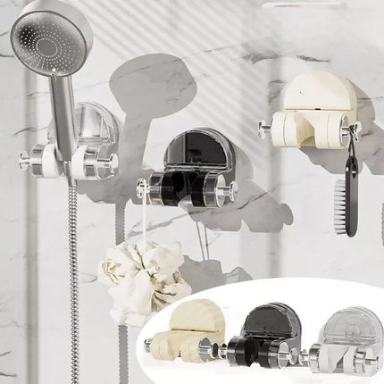 Suction Cup Shower Head Holder with 360 Degree Rotation, Tool-Free Repositionable Mount in Black, Beige or Clear