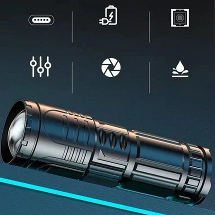 High-Power LED Flashlight with Adjustable Beam | Durable Design for Outdoor Use