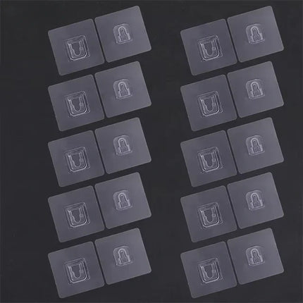 Transparent Self-Adhesive Hooks (Set of 10) | Durable and Removable for Home Organization