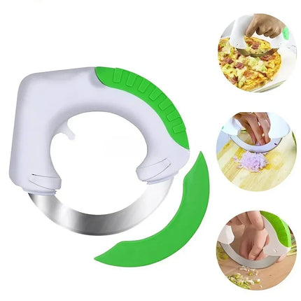 Circular Blade Rolling Knife, Roller Cutter for Vegetables, Meat and Cheese, Even Slices and Dicing, for Meal Prep
