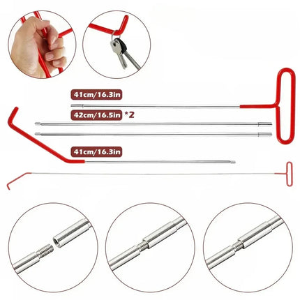 Emergency Car Lockout Tool Kit with Long Reach Rod and Pry Tool for Drivers Locked Out of Their Own Vehicle