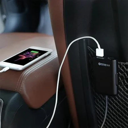 4 Port USB Car Charger with Front and Back Seat Ports, Charges 4 Devices at Once for Phones and Tablets, Black or White