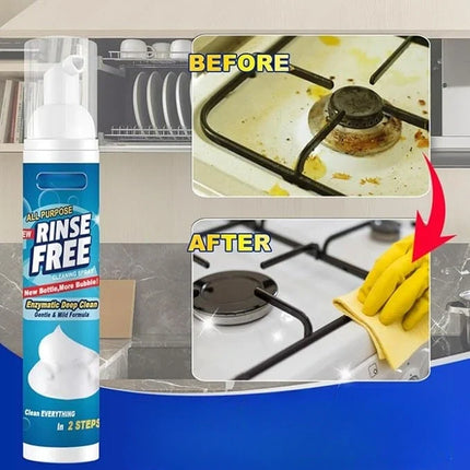 Kitchen Foam Cleaner Spray, Rinse Free Grease Degreaser for Range Hoods, Ovens, Stainless Steel Sinks, Countertops and Tile