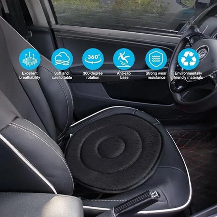 360 Degree Rotating Car Seat Cushion, Breathable Fabric, Anti-Slip Base, 4 Colors, Swivel Aid for Easier Entry and Exit