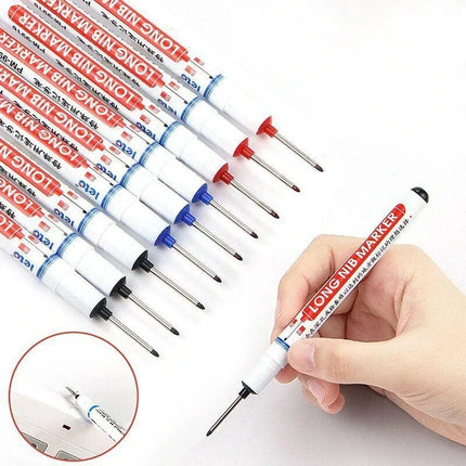 Long Nib Marker Pens, 6 Pack, Deep Hole Fine Tip with Quick Dry Ink for Wood, Metal, Plastic and Glass