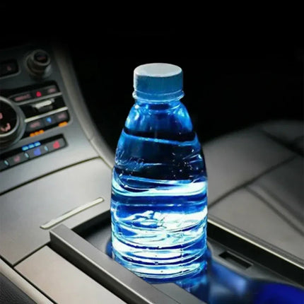 LED Car Cup Holder Coaster, Touch Control Interior Light with 7 Colors and 17 Modes, Rechargeable
