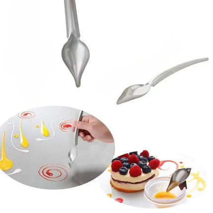 Plating Spoon for Home Cooks, Saucing and Drizzle Spoon for Desserts and Sauces, Food Plating Tool for Chefs