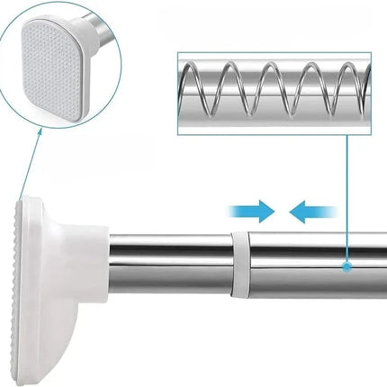 Adjustable Tension Curtain Rod, Extends 110cm to 410cm, No Drill Indoor Clothes Drying Rail
