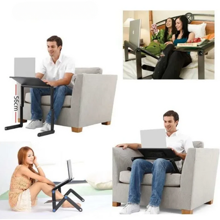 Adjustable Laptop Stand for Bed and Desk, Height and Angle Adjustable Ventilated Laptop Riser with Folding Legs for Couch and Study