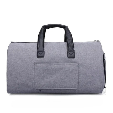 Convertible Garment Bag and Duffel with Hanging Suit Compartment, Shoe and Toiletry Pockets, Black and Gray Travel Bag for Business Trips