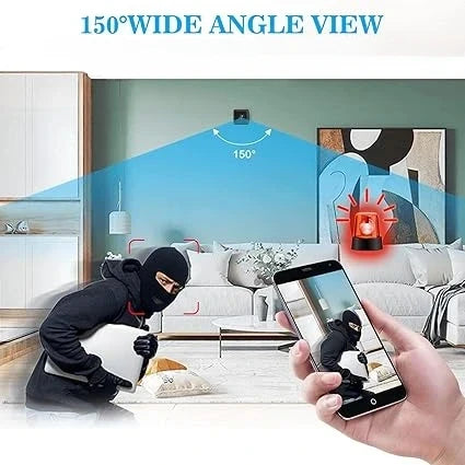 HD Mini Home Security Camera with Real Time Phone Streaming, 150 Degree Wide Angle Indoor Monitor
