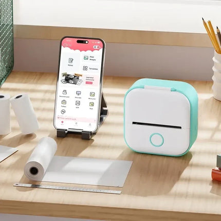 Pocket Thermal Printer for Phone, Wireless Ink Free Note and Label Printer with 3 Paper Rolls Included
