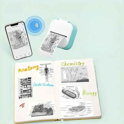 Pocket Thermal Printer for Phone, Wireless Ink Free Note and Label Printer with 3 Paper Rolls Included