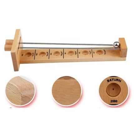 Balance Ball Game, Wooden Handle Tilt Maze with Rails and Scoring Holes, Turn Based Family Tabletop Skill Game