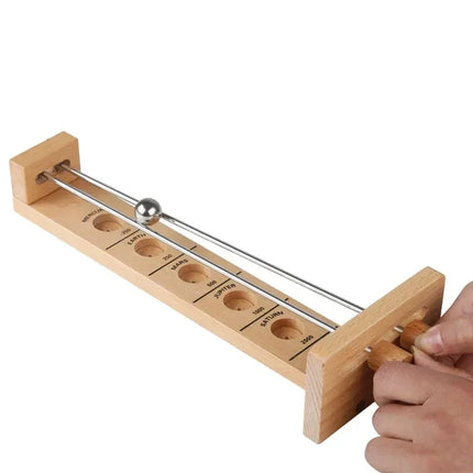 Balance Ball Game, Wooden Handle Tilt Maze with Rails and Scoring Holes, Turn Based Family Tabletop Skill Game