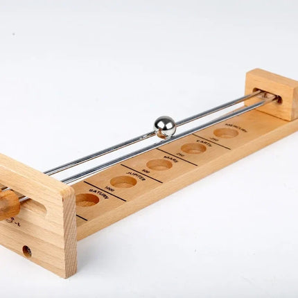 Balance Ball Game, Wooden Handle Tilt Maze with Rails and Scoring Holes, Turn Based Family Tabletop Skill Game