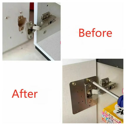 Cabinet Hinge Repair Plate for Broken Cupboard Doors, Screw In Fixing Plate Kit for Kitchen Cabinets and Furniture Hinges