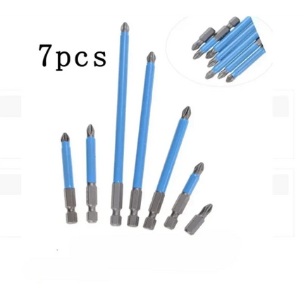 Magnetic Screwdriver Bit Set, 7 Piece with Non-Slip Coating and 150mm Extended Length, for Furniture and Electronics