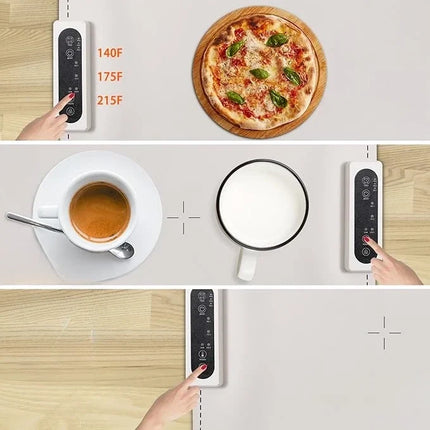 Heating Food Mat with Adjustable Heat Levels and 10 Second Heat Up, Warming Tray for Coffee, Soup and Plated Meals