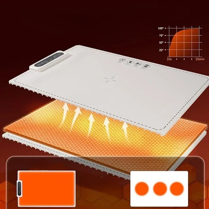 Heating Food Mat with Adjustable Heat Levels and 10 Second Heat Up, Warming Tray for Coffee, Soup and Plated Meals