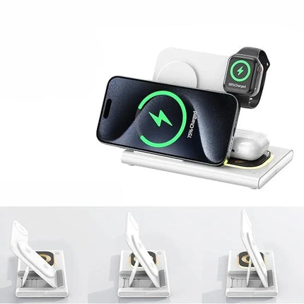 Wireless Charger Station with Smart LED Indicator and Fast Charging, Dock for Phone, Watch and Earbuds, 7 Colours
