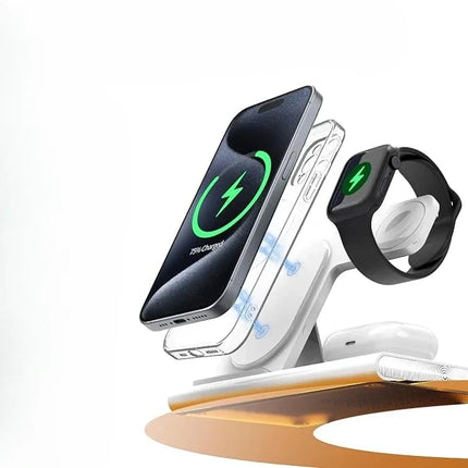 Wireless Charger Station with Smart LED Indicator and Fast Charging, Dock for Phone, Watch and Earbuds, 7 Colours