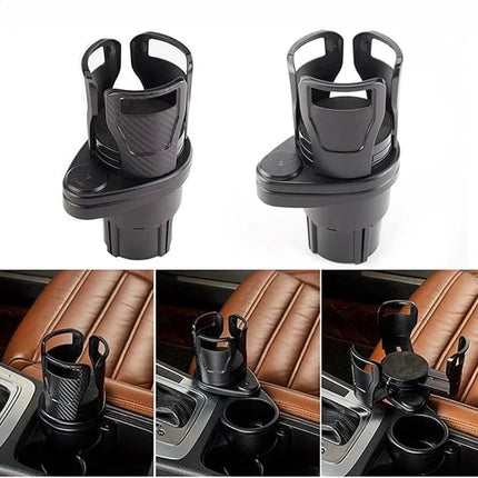 Car Cup Holder Expander with Adjustable Diameter, Double Layer Drink Holder for Bottles, Cans, Mugs and Snack Trays