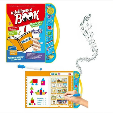 Kids Interactive Learning Book with Sounds, Alphabet, Number and Shape Activity Book with Erasable Write and Wipe Pages for Preschool