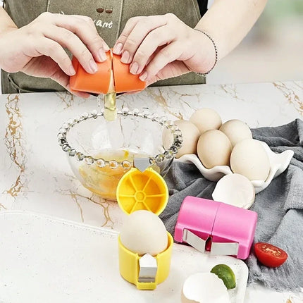 Egg Shell Opener and Cracker Tool in 3 Color Options, One Motion Egg Topper for Boiled Eggs