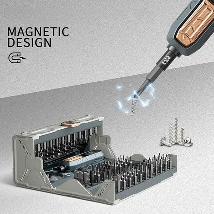 Electric Screwdriver Kit with 180 Interchangeable Bits, Powered Precision Driver Set for Electronics and Appliances