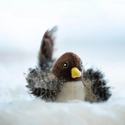 Interactive Cat Toy, Motion Activated Chirping Bird with Soft Plush Body and Feather Tail, Self Play Hunting Toy for Indoor Cats