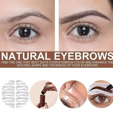 Eyebrow Stamp and Stencil Kit for Symmetrical Brow Shaping at Home, Multiple Stencil Shapes and 3 Shade Options