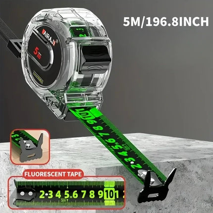 Glow in the Dark Tape Measure with Locking Blade, Thickened Carbon Steel, 5 m 197 in and 7 m 275 in for DIY Projects