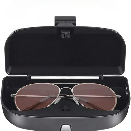 Car Visor Glasses Case with One Click Open Lid and Soft Lined Interior, 3 Colour Options, Holds Cards and Cash