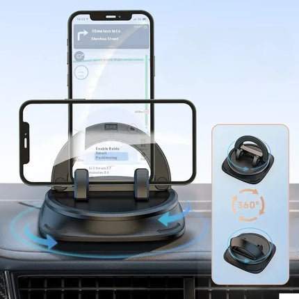 360 Degree Rotating Car Phone Holder, One-Handed Mount with Eye-Level Navigation View, Fits All Mobile Phones and Cars