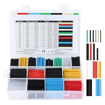 Heat Shrink Tubing Kit, 530 Piece Wire Insulation Sleeve Assortment for Cable Repair at Home, Car and Workshop
