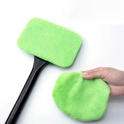 Microfiber Windshield Cleaner Tool with Extra-Long Handle | Streak-Free Shine for Safe Driving