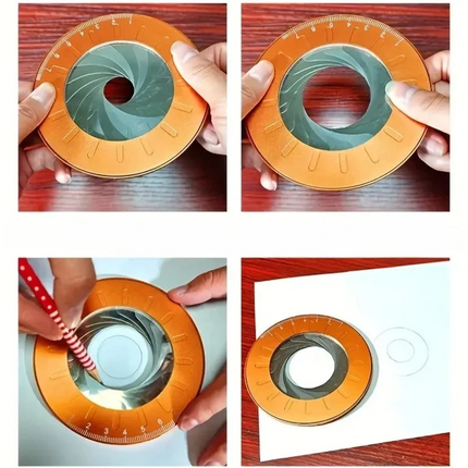 Adjustable Circle Drawing Tool with Rotating Dial, Compass and Stencil Alternative for Sketching, Drafting and Crafts