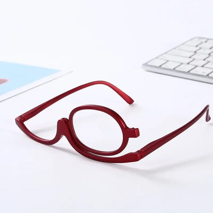 Makeup Glasses with Flip Up Magnifying Lens, 1.0x to 4.0x Magnification, Pivoting Lens for Eyeliner Mascara and Brows