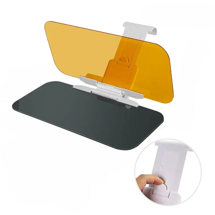 Anti-Glare Car Sun Visor Extender with Clip-On Mount, Amber Shade for Day and Night Driving Visibility