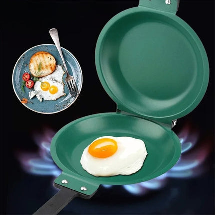 Double Sided Flip Frying Pan, Non Stick Omelette and Pancake Pan with Heat Resistant Handle for Breakfast