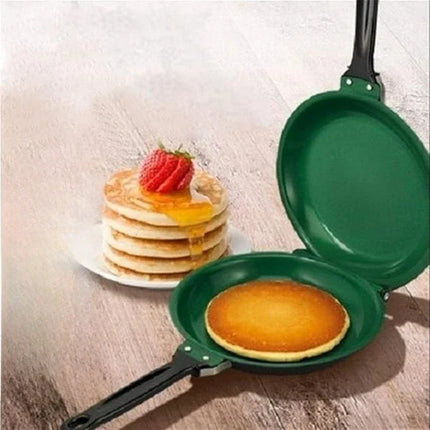 Double Sided Flip Frying Pan, Non Stick Omelette and Pancake Pan with Heat Resistant Handle for Breakfast