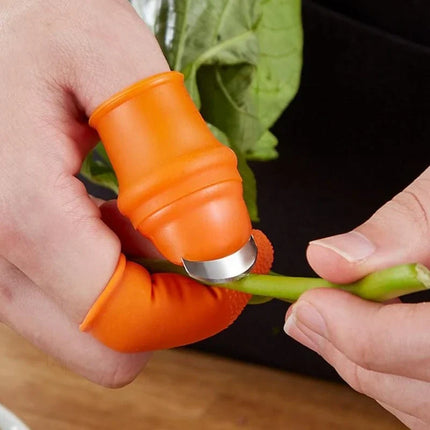 Garden Thumb Knife Set with Protective Finger Sleeve for One Handed Harvesting and Stem Cutting