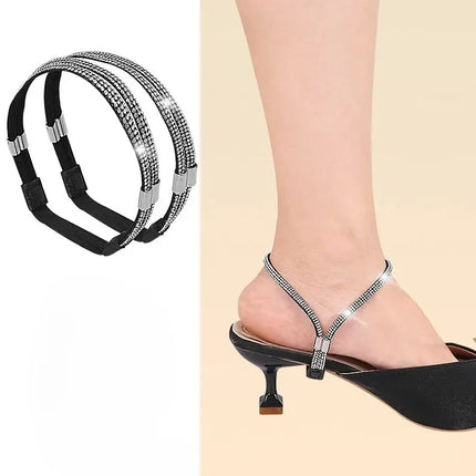 Anti-Slip Shoe Straps with Adjustable Fit, 13 Color Options Including Diamond, Mirror and Transparent Finishes