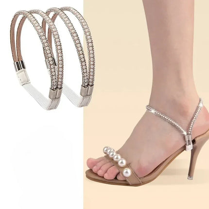 Anti-Slip Shoe Straps with Adjustable Fit, 13 Color Options Including Diamond, Mirror and Transparent Finishes