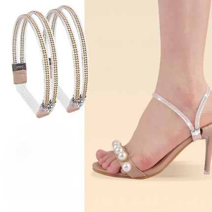 Anti-Slip Shoe Straps with Adjustable Fit, 13 Color Options Including Diamond, Mirror and Transparent Finishes
