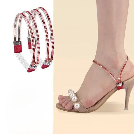 Anti-Slip Shoe Straps with Adjustable Fit, 13 Color Options Including Diamond, Mirror and Transparent Finishes